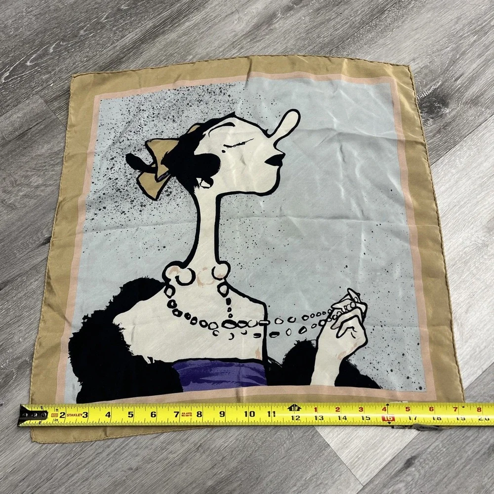 MOSCHINO Silk Scarf Olive Oyl Popeye 100% Silk Made In Italy